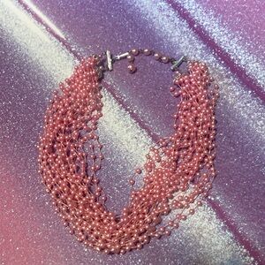 Vintage Hong Kong two tone pink faux Pearl necklace